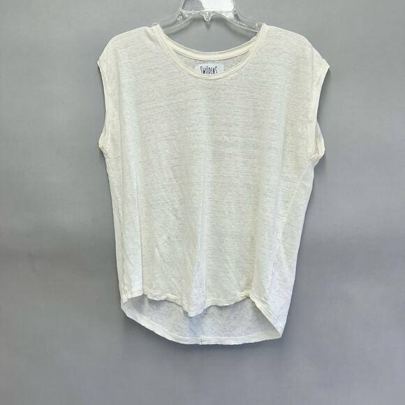 Swildens ivory linen slub lagenlook basic short sleeve boxy tee shirt size large - Picture 13 of 15
